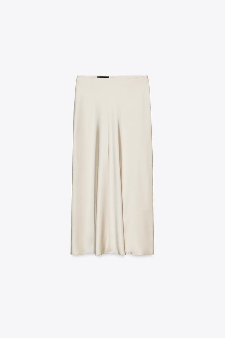 Satin Slip Midi Skirt